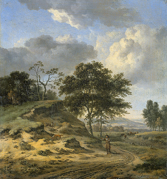 Landscape with two hunters